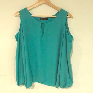 Loose sleeve open shoulder blouse